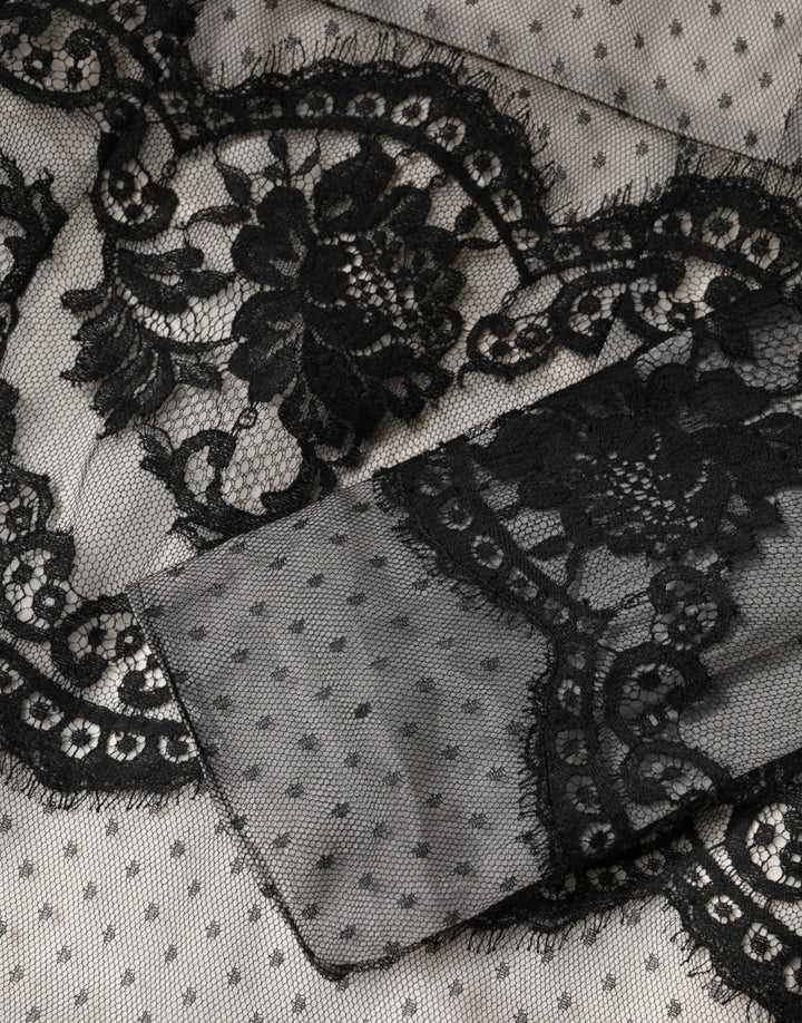 Dolce &amp; Gabbana Black White Lace Silk Blend MaxiSheath Dress