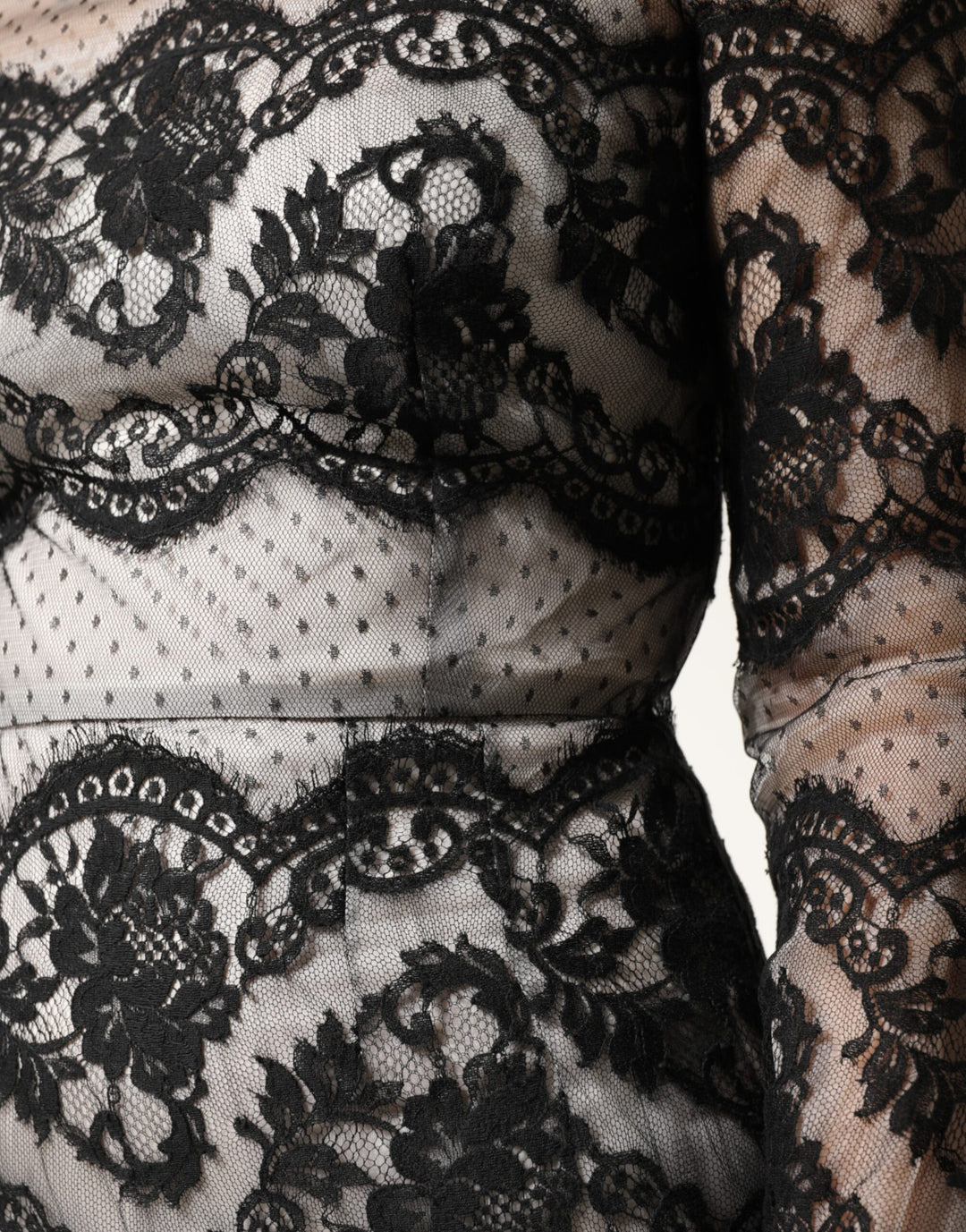 Dolce &amp; Gabbana Black White Lace Silk Blend MaxiSheath Dress