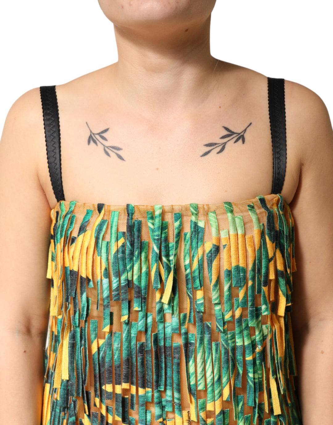 Dolce &amp; Gabbana Multicolor Tropical Print Fringe Maxi Dress