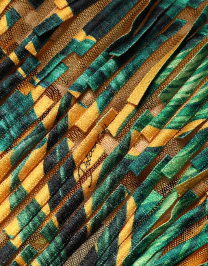 Dolce &amp; Gabbana Multicolor Tropical Print Fringe Maxi Dress