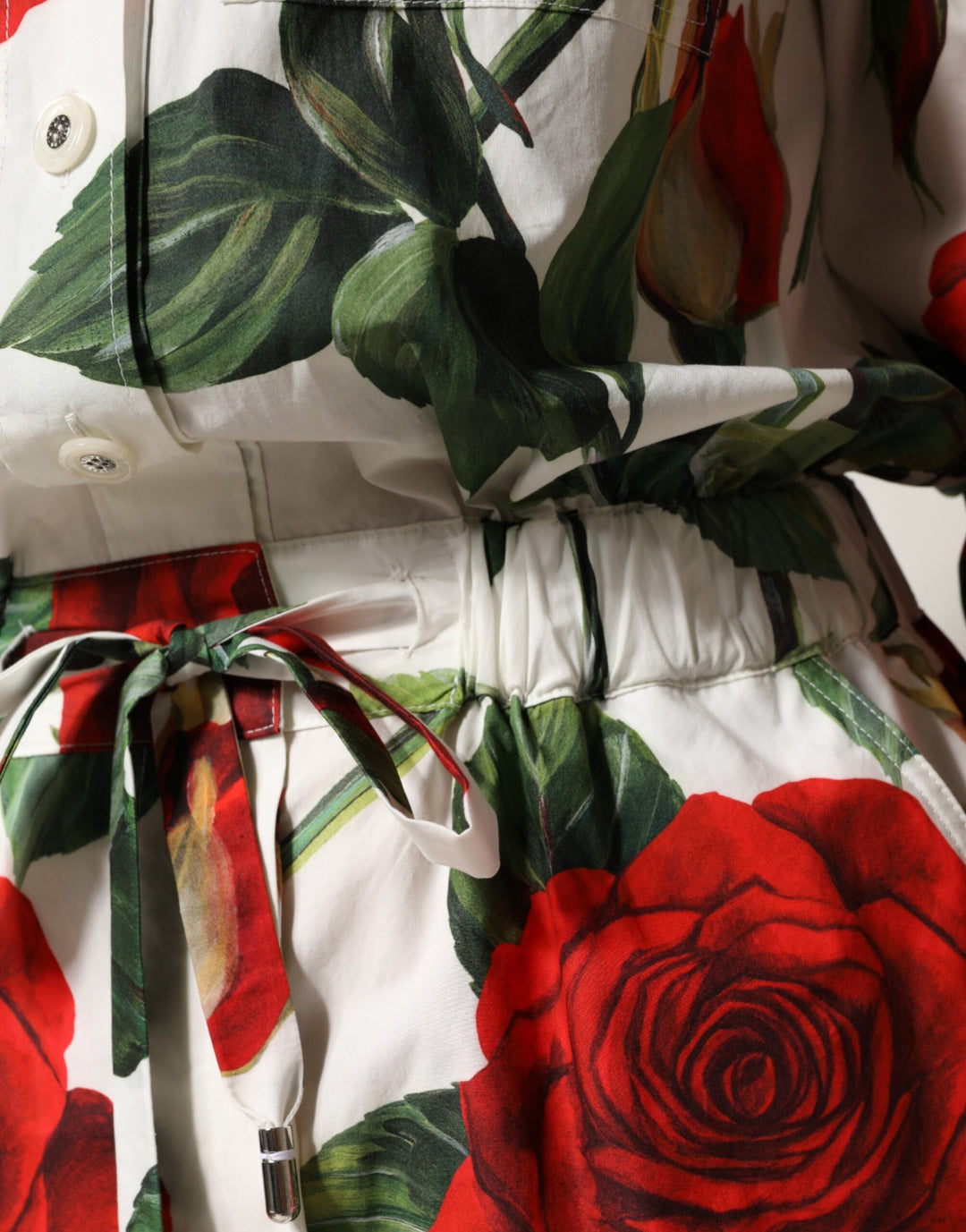 Dolce &amp; Gabbana White Floral Print Cotton Jumpsuit Dress