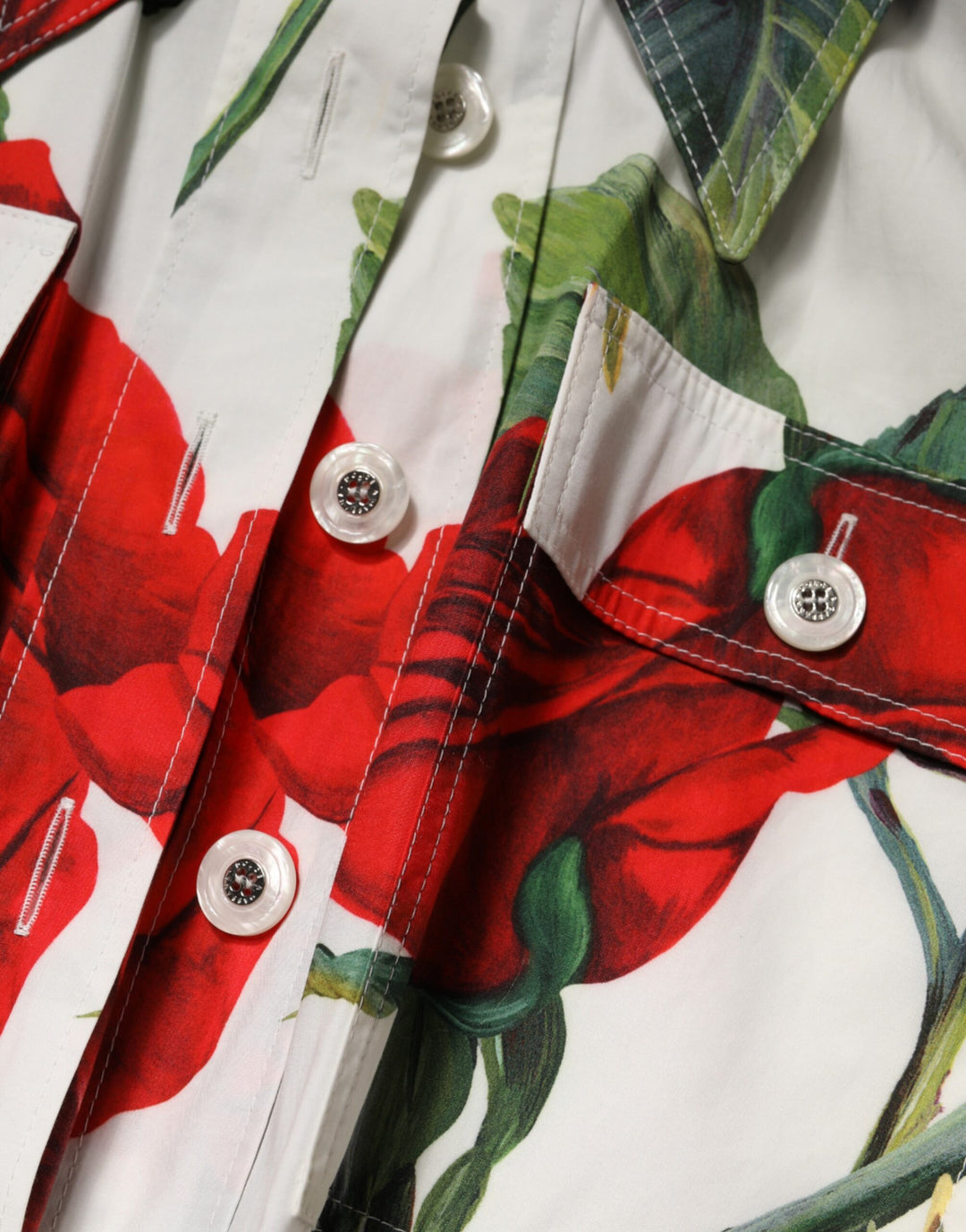 Dolce &amp; Gabbana White Floral Print Cotton Jumpsuit Dress