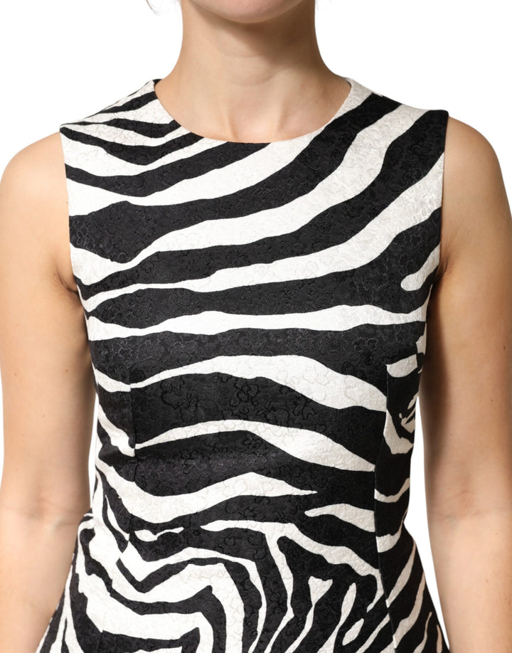 Dolce &amp; Gabbana Black White Zebra Sleeveless A-line Dress