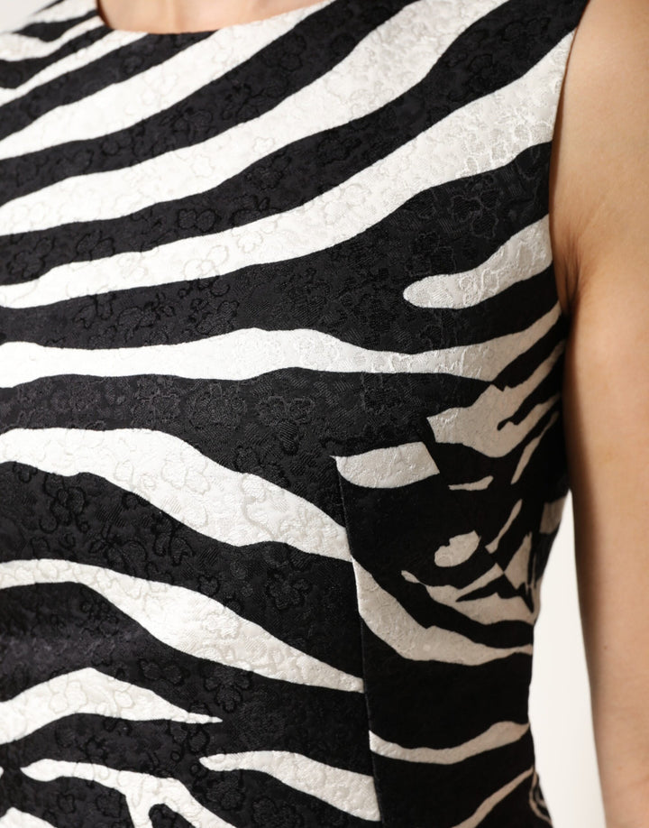 Dolce &amp; Gabbana Black White Zebra Sleeveless A-line Dress