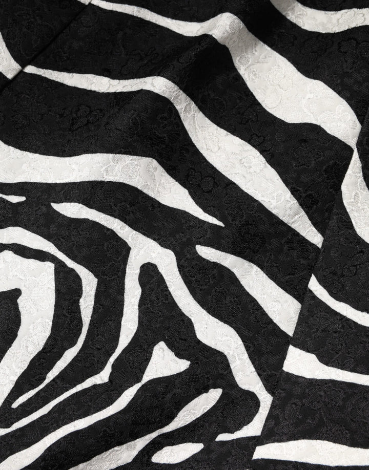 Dolce &amp; Gabbana Black White Zebra Sleeveless A-line Dress