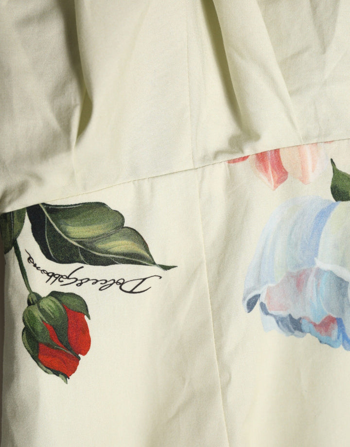 Dolce &amp; Gabbana Beige Floral Sleeveless A-line Dress