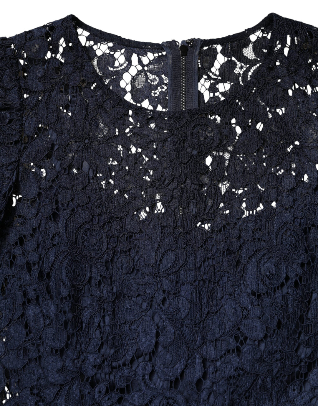 Dolce &amp; Gabbana Blue Lace Ruffle A-line Knee Length Dress