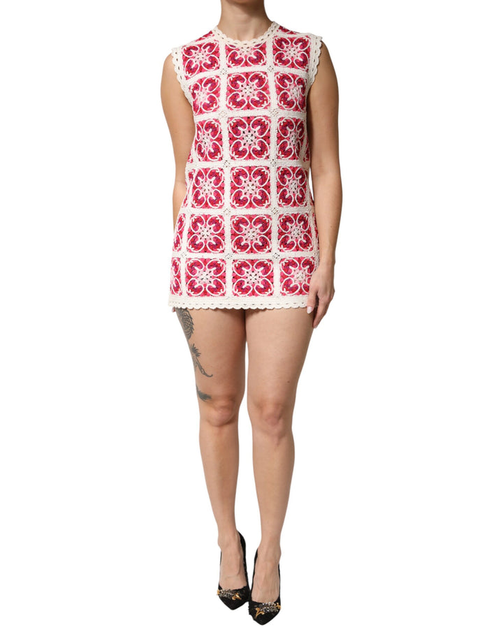Dolce &amp; Gabbana Multicolor Brick Stitched Crochet Mini Dress