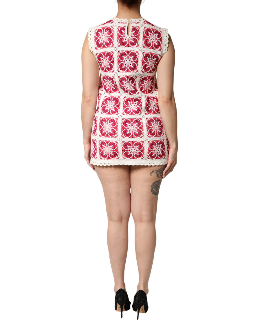 Dolce &amp; Gabbana Multicolor Brick Stitched Crochet Mini Dress