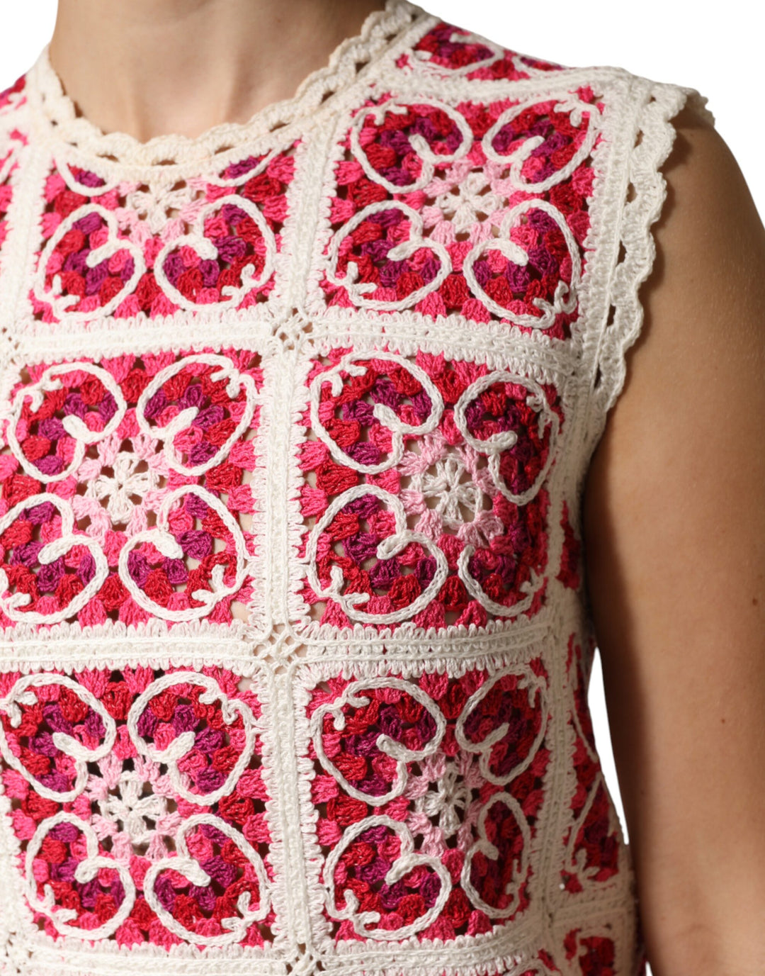 Dolce &amp; Gabbana Multicolor Brick Stitched Crochet Mini Dress