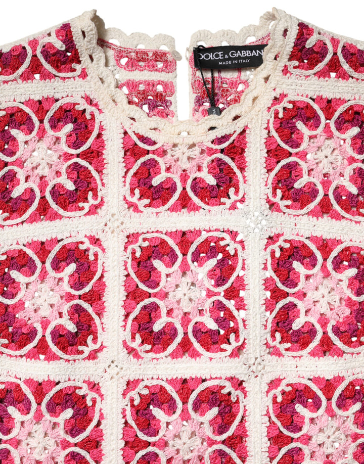 Dolce &amp; Gabbana Multicolor Brick Stitched Crochet Mini Dress