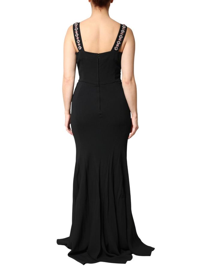 Dolce &amp; Gabbana Black Embellished Bodycon Long Gown Dress