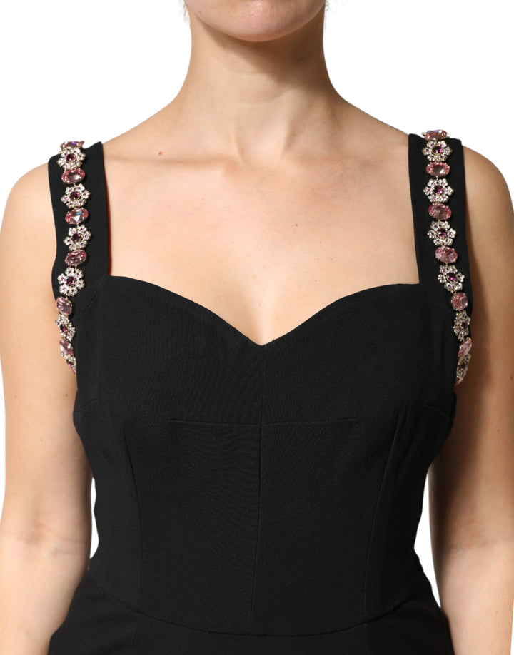 Dolce &amp; Gabbana Black Embellished Bodycon Long Gown Dress