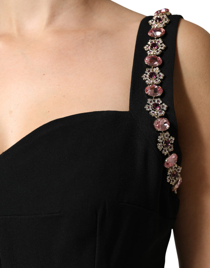 Dolce &amp; Gabbana Black Embellished Bodycon Long Gown Dress