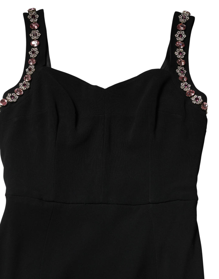 Dolce &amp; Gabbana Black Embellished Bodycon Long Gown Dress
