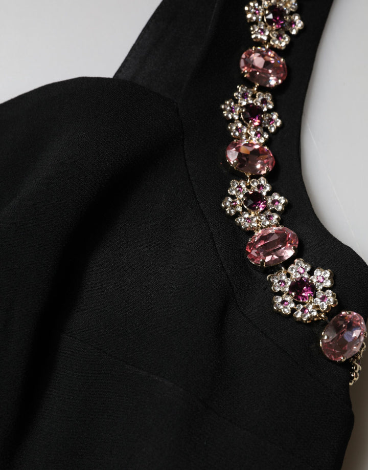 Dolce &amp; Gabbana Black Embellished Bodycon Long Gown Dress