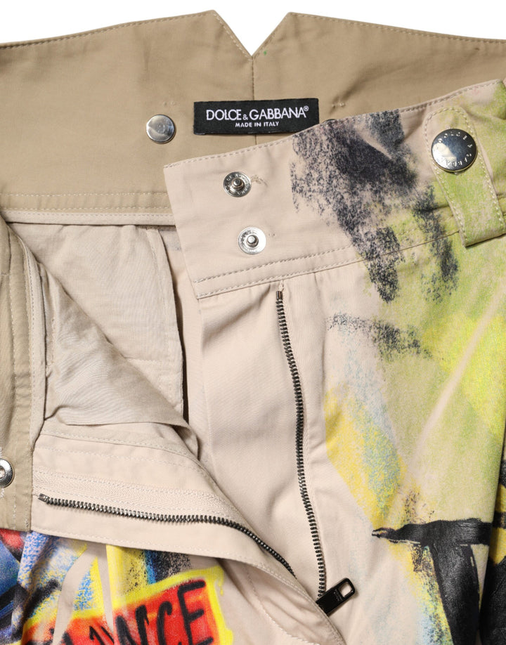 Dolce &amp; Gabbana Multicolor Graffiti HighWaist Bermuda Shorts