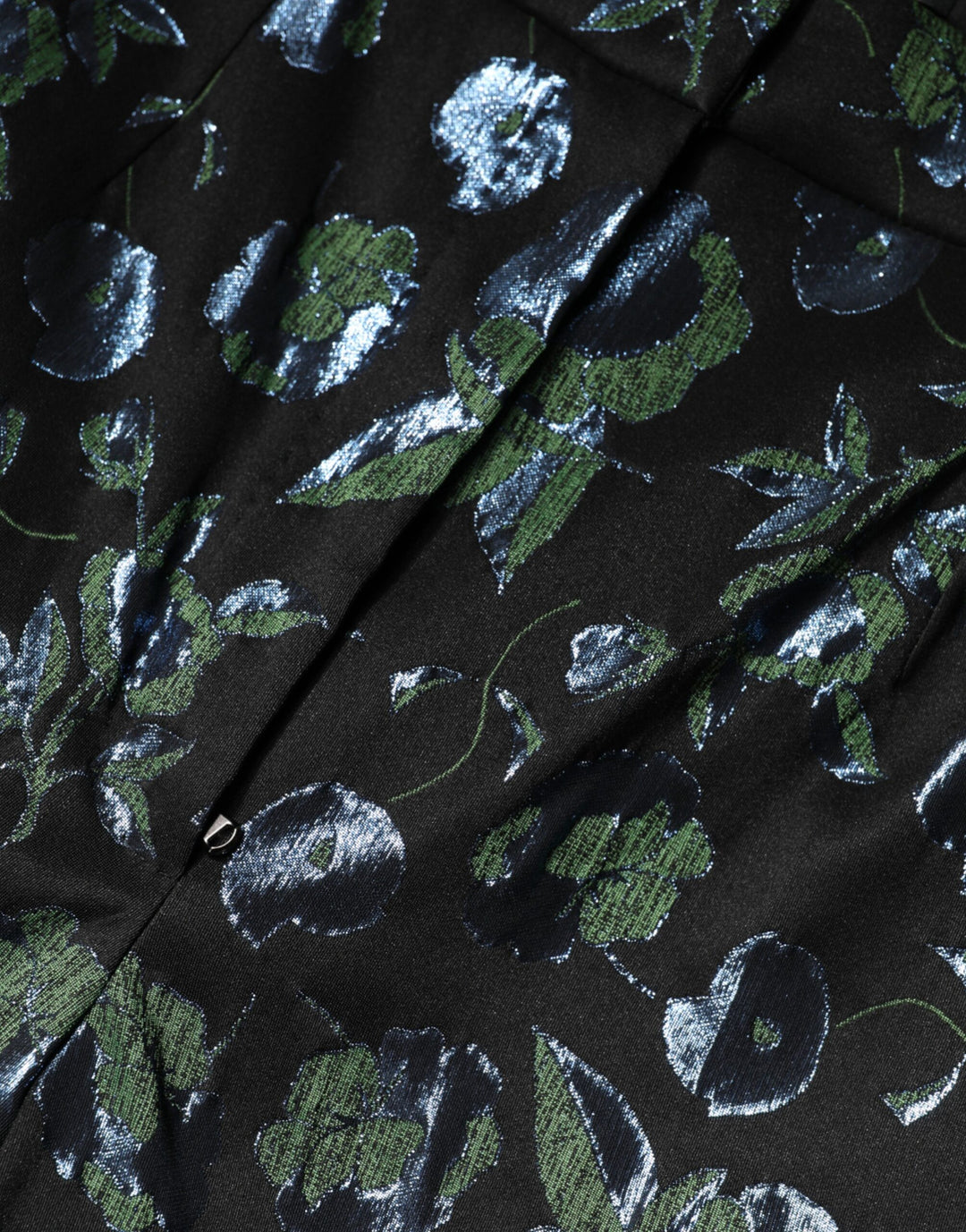 Dolce &amp; Gabbana BlueGreen Floral Metallic Slim Trouser Pants