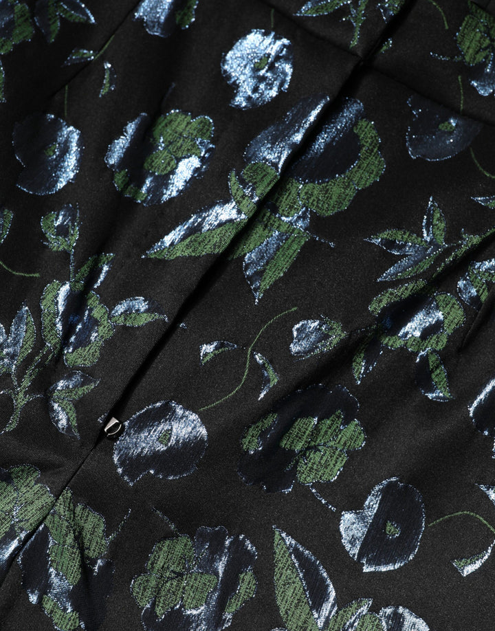 Dolce &amp; Gabbana BlueGreen Floral Metallic Slim Trouser Pants