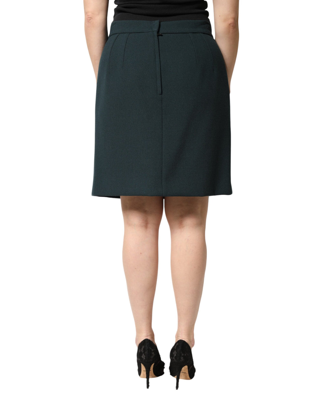 Dolce &amp; Gabbana Dark Green Mid Waist Pencil Cut Mini Skirt