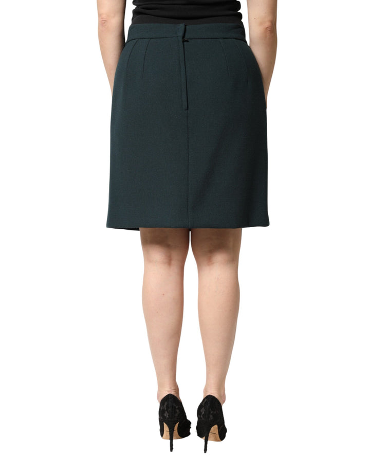 Dolce &amp; Gabbana Dark Green Mid Waist Pencil Cut Mini Skirt