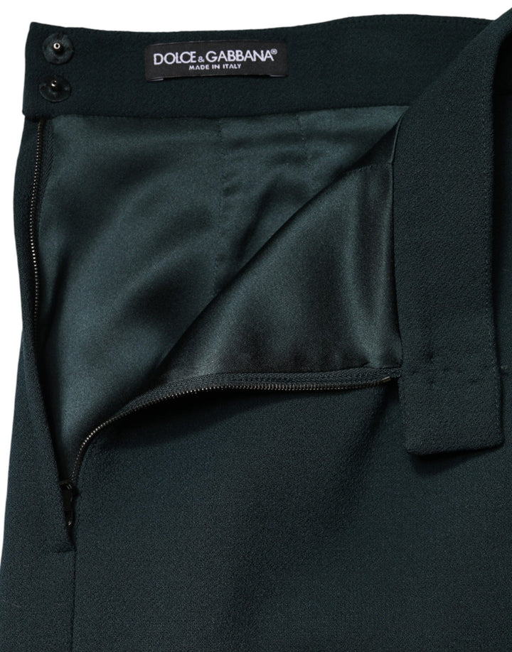 Dolce &amp; Gabbana Dark Green Mid Waist Pencil Cut Mini Skirt