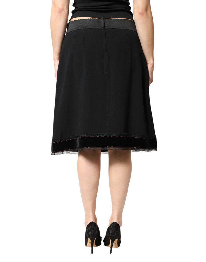 Dolce &amp; Gabbana Black Mid Waist A-line Knee Length Skirt