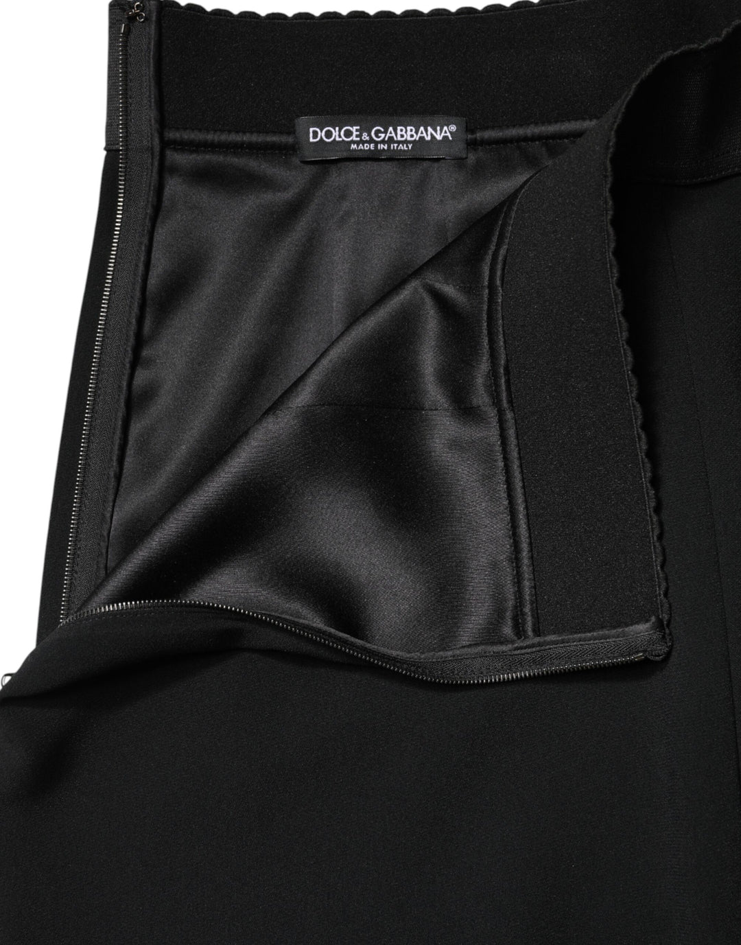 Dolce &amp; Gabbana Black Mid Waist A-line Knee Length Skirt