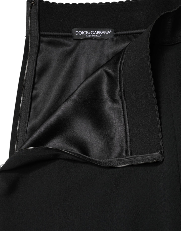 Dolce &amp; Gabbana Black Mid Waist A-line Knee Length Skirt