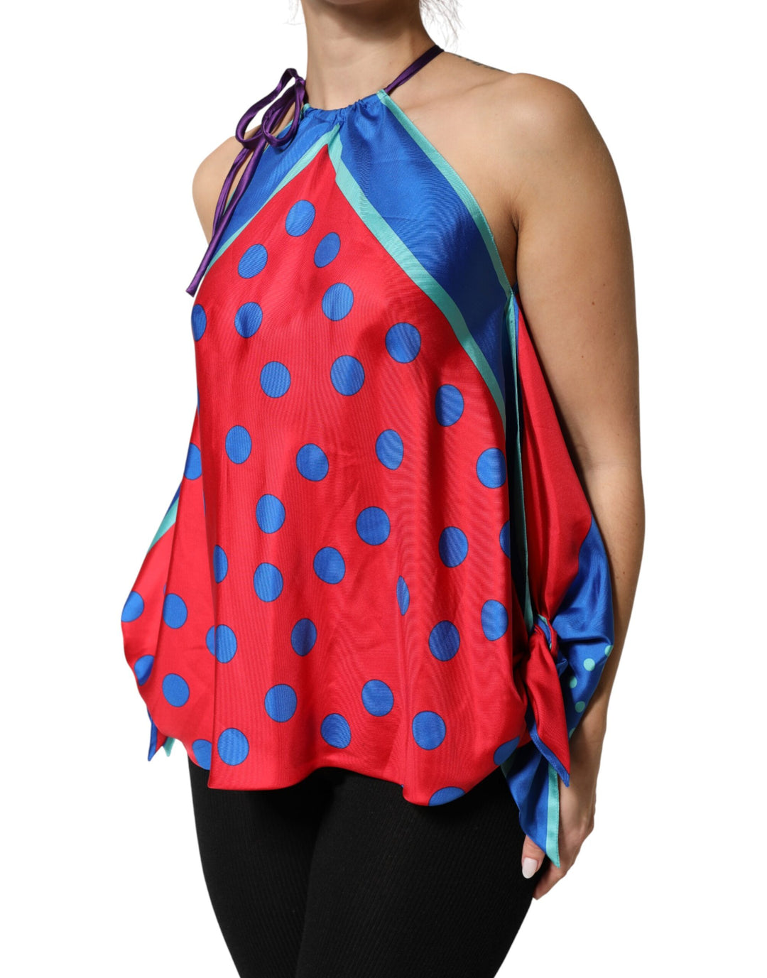 Dolce &amp; Gabbana Multicolor Polka Dot Tie Halter Blouse  Top
