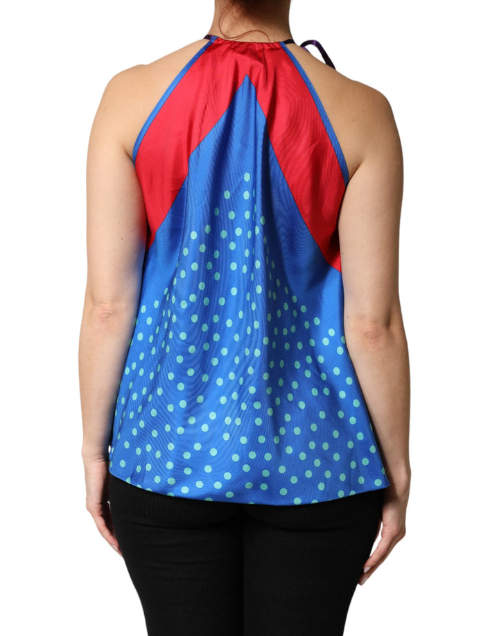 Dolce &amp; Gabbana Multicolor Polka Dot Tie Halter Blouse  Top