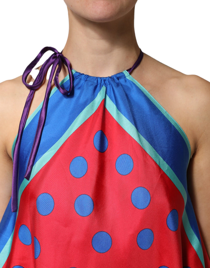 Dolce &amp; Gabbana Multicolor Polka Dot Tie Halter Blouse  Top