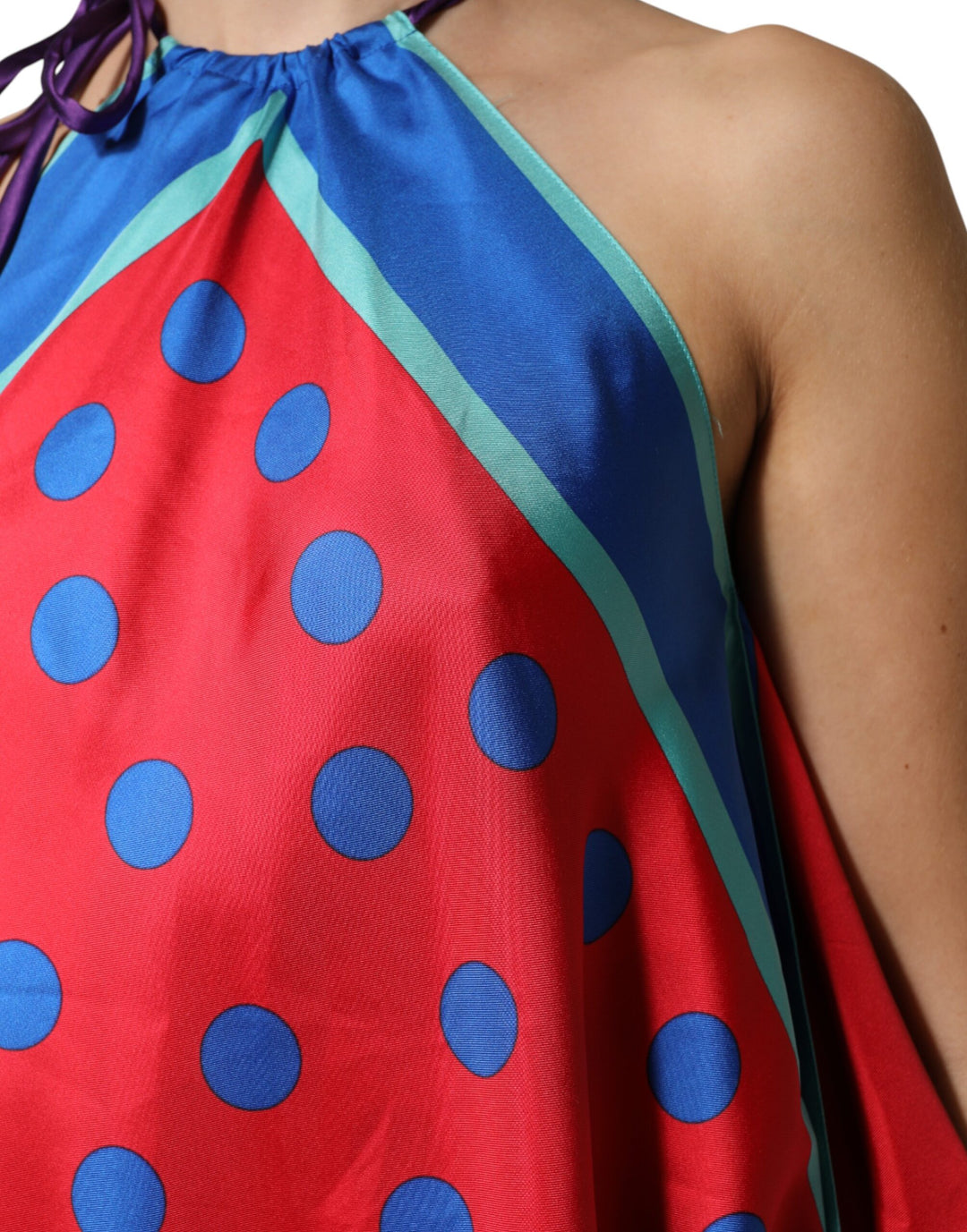 Dolce &amp; Gabbana Multicolor Polka Dot Tie Halter Blouse  Top