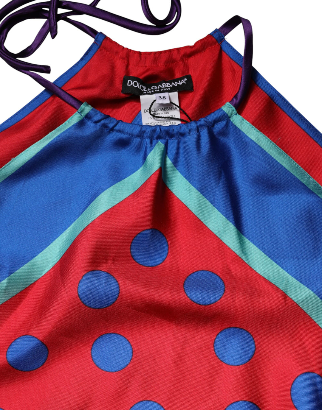 Dolce &amp; Gabbana Multicolor Polka Dot Tie Halter Blouse  Top
