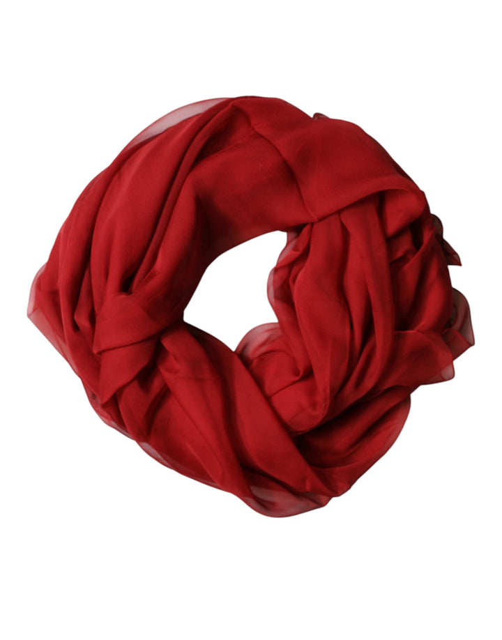 Dolce &amp; Gabbana Red Stole Silk Neck Wrap Shawl Men Scarf