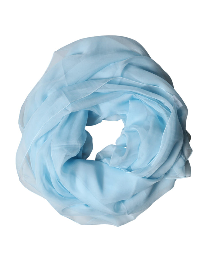 Dolce &amp; Gabbana Light Blue Stole Silk Neck Wrap Shawl Scarf