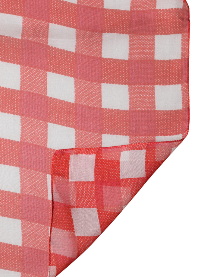 Dolce &amp; Gabbana Red Checkered Stole Neck Wrap Shawl Scarf
