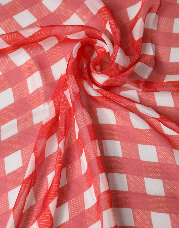 Dolce &amp; Gabbana Red Checkered Stole Neck Wrap Shawl Scarf