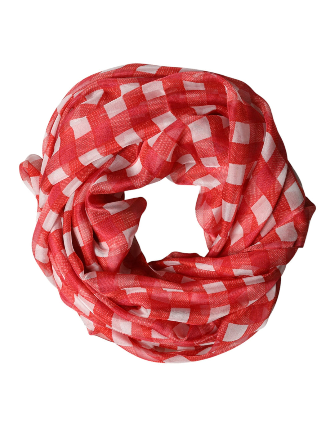 Dolce &amp; Gabbana Red Checkered Stole Neck Wrap Shawl Scarf