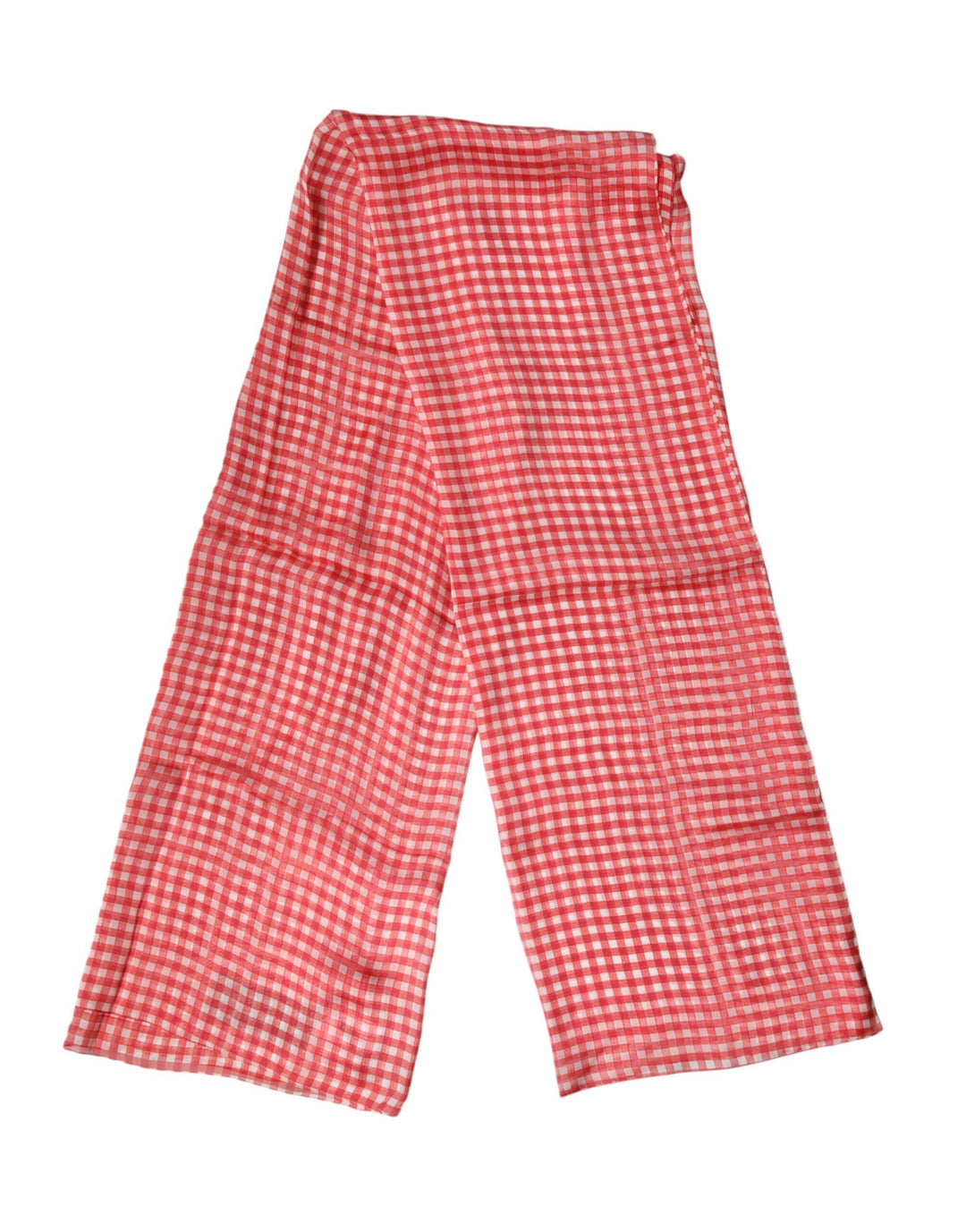 Dolce &amp; Gabbana Red Checkered Silk Neck Wrap Shawl Scarf