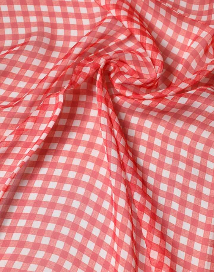 Dolce &amp; Gabbana Red Checkered Silk Neck Wrap Shawl Scarf