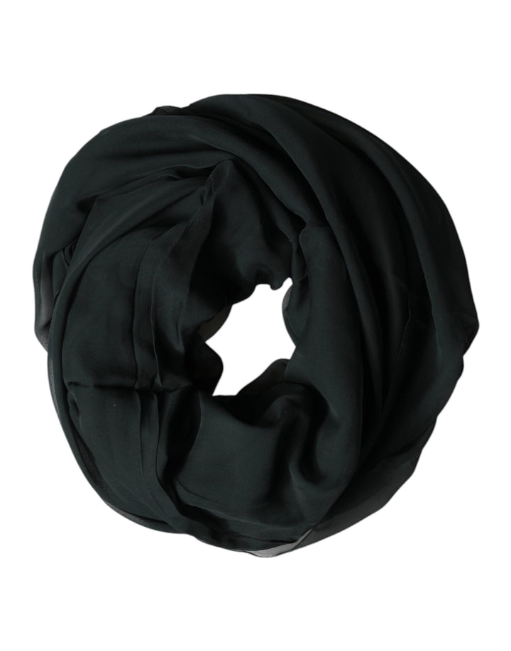 Dolce &amp; Gabbana Dark Green Stole Silk Neck Wrap Shawl  Scarf