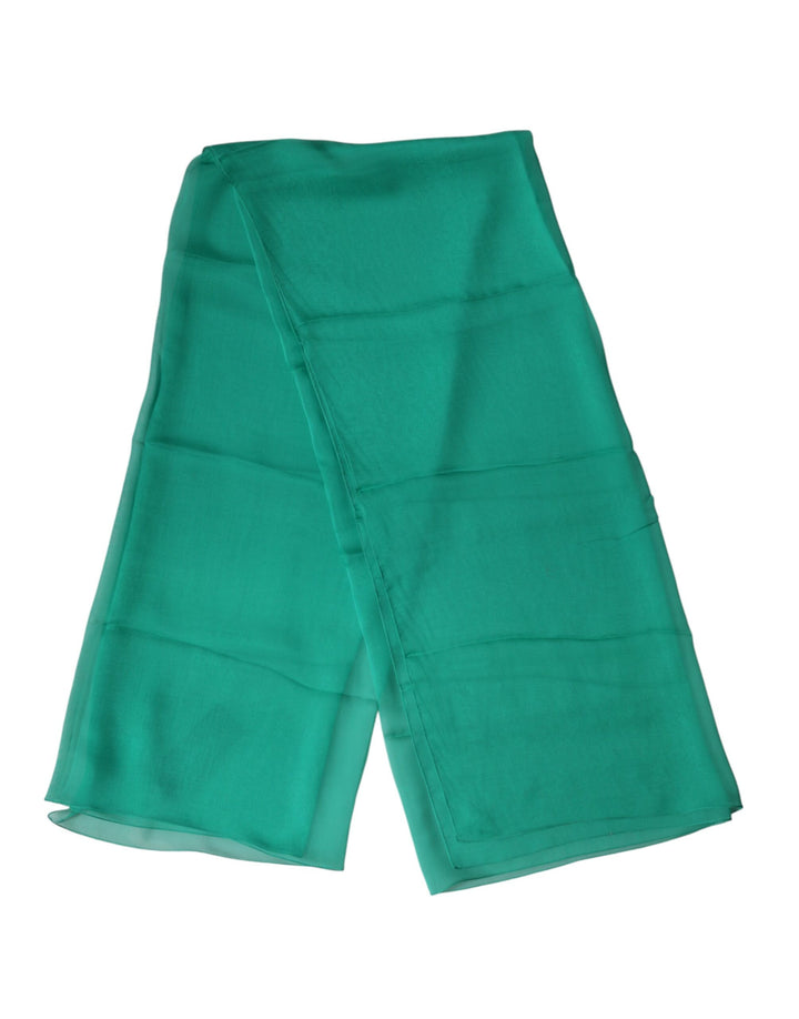 Dolce &amp; Gabbana Green Stole Silk Neck Wrap Shawl Scarf