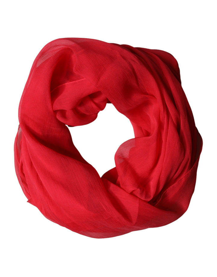 Dolce &amp; Gabbana Red Stole Silk Neck Wrap Shawl Men Scarf