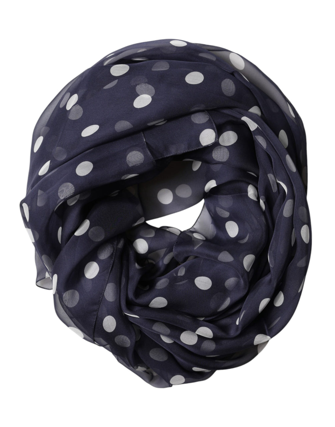 Dolce &amp; Gabbana Blue Polka Dot Silk Neck Wrap Shawl 205cm x 132cm Scarf