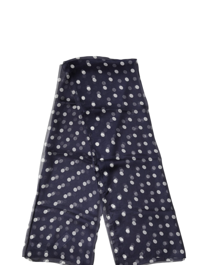 Dolce &amp; Gabbana Blue Polka Dot Silk Neck Wrap Shawl 205cm x 132cm Scarf