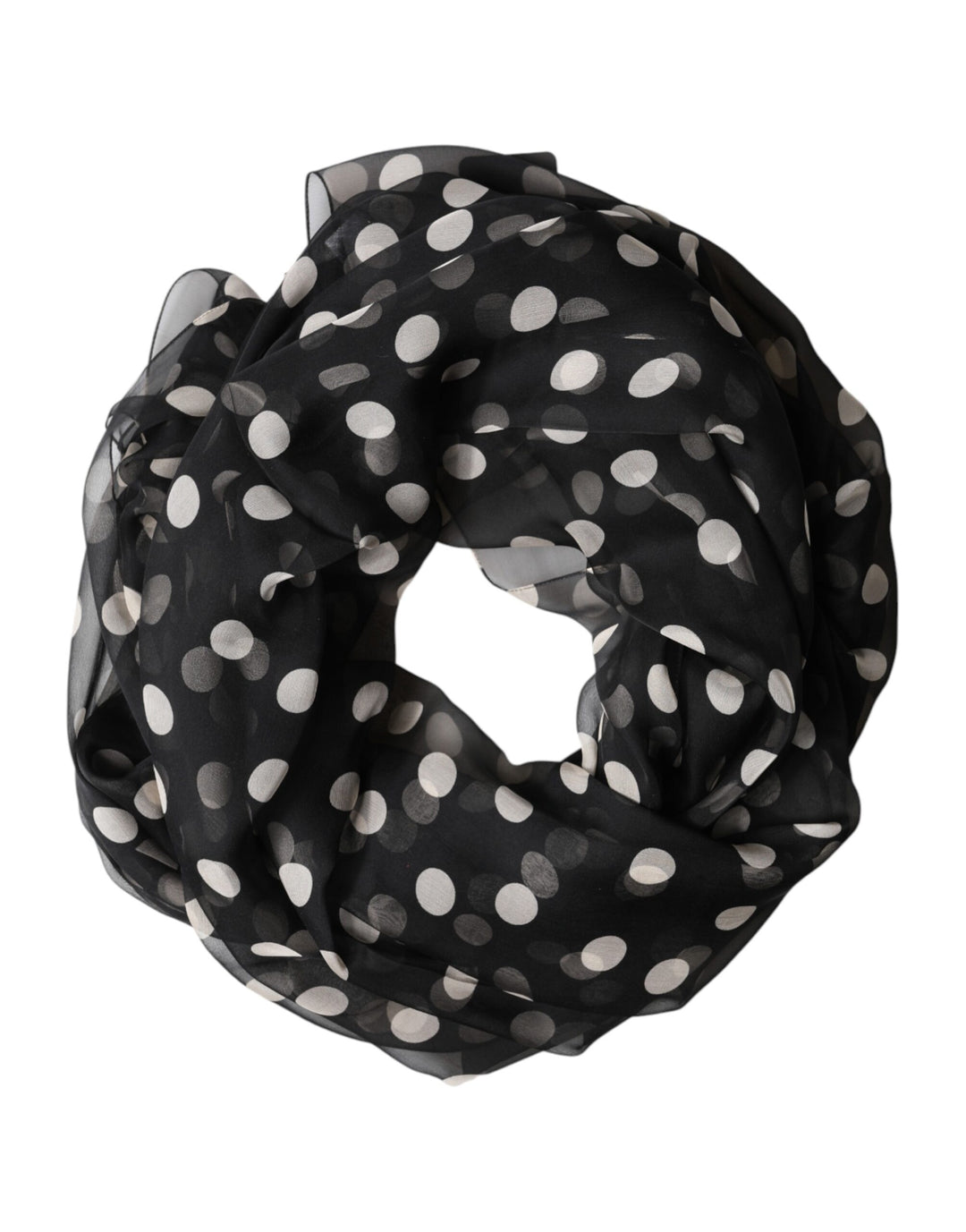 Dolce &amp; Gabbana Black Polka Dot Silk Neck Wrap Shawl 205cm x 137cm Scarf