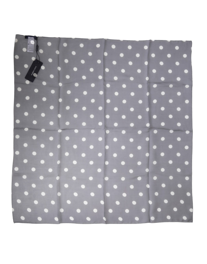 Dolce &amp; Gabbana Blue Polka Dot Silk Square Foulard 91.5cm x 89.5cm Scarf