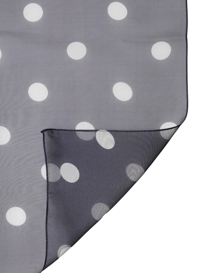 Dolce &amp; Gabbana Blue Polka Dot Silk Square Foulard 91.5cm x 89.5cm Scarf