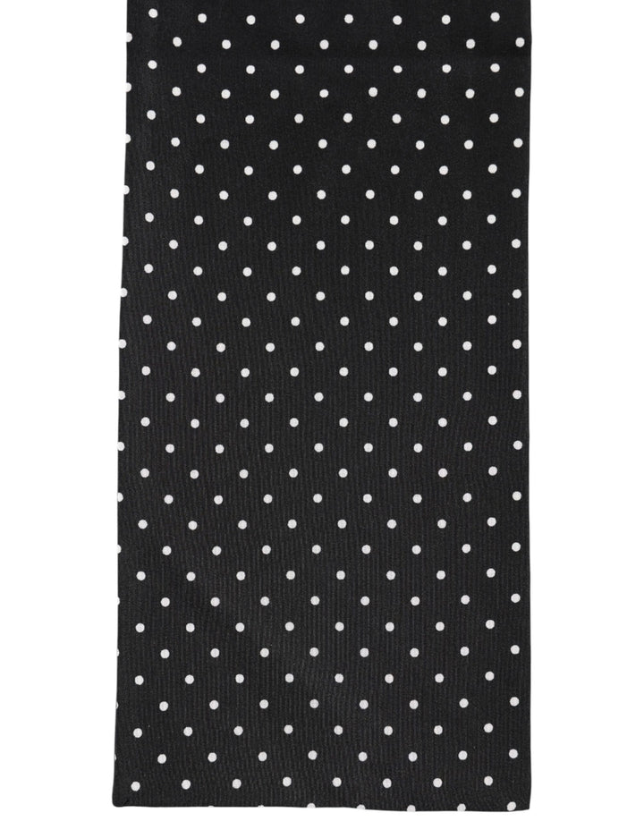 Dolce &amp; Gabbana Black Polka Dot Neck Wrap Foulard 133.5cm x 12.5cm Scarf